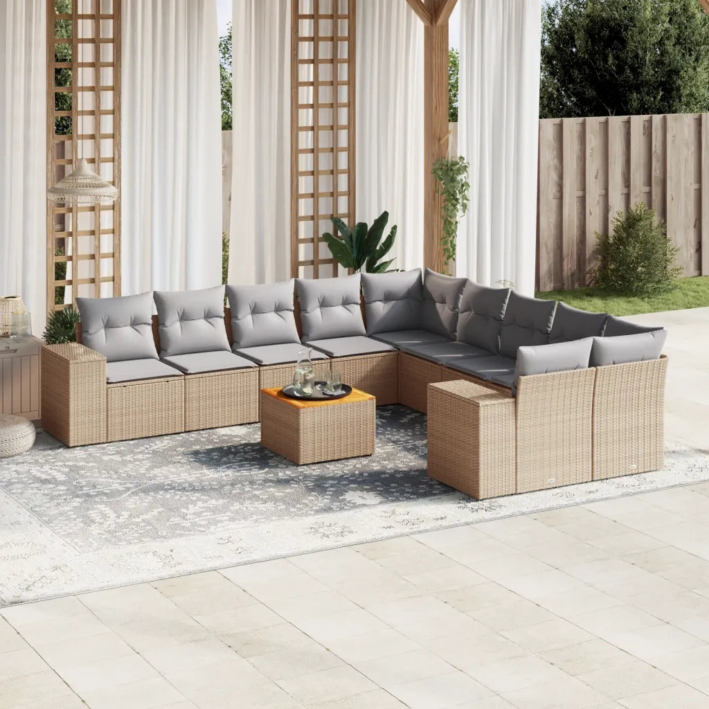 Set Divani da Giardino 11 pz con Cuscini Beige in Polyrattancod mxl 113301