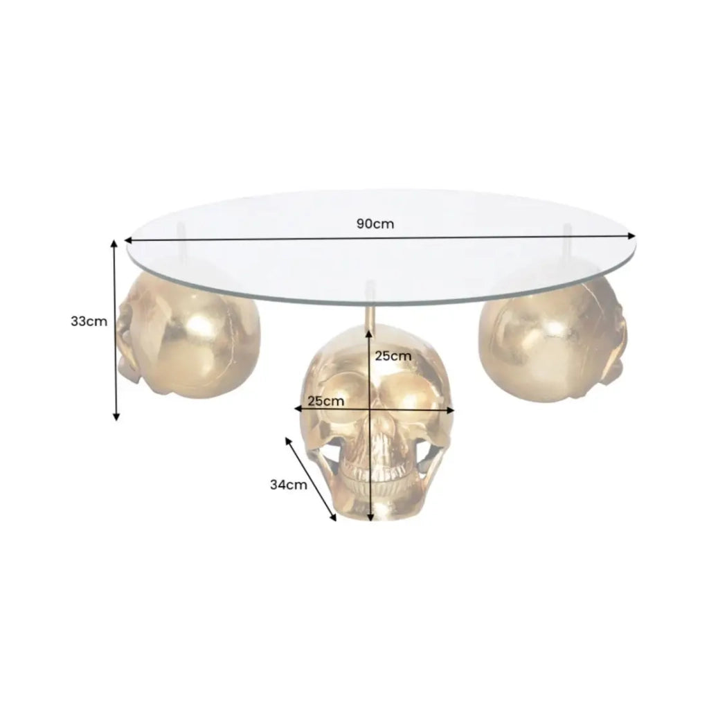 Tavolino basso CRANY rotondo 90 cm in alluminio dorato e vetro temperato stile barocco