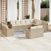 Set Divani da Giardino 12 pz con Cuscini Beige in Polyrattan 3226513