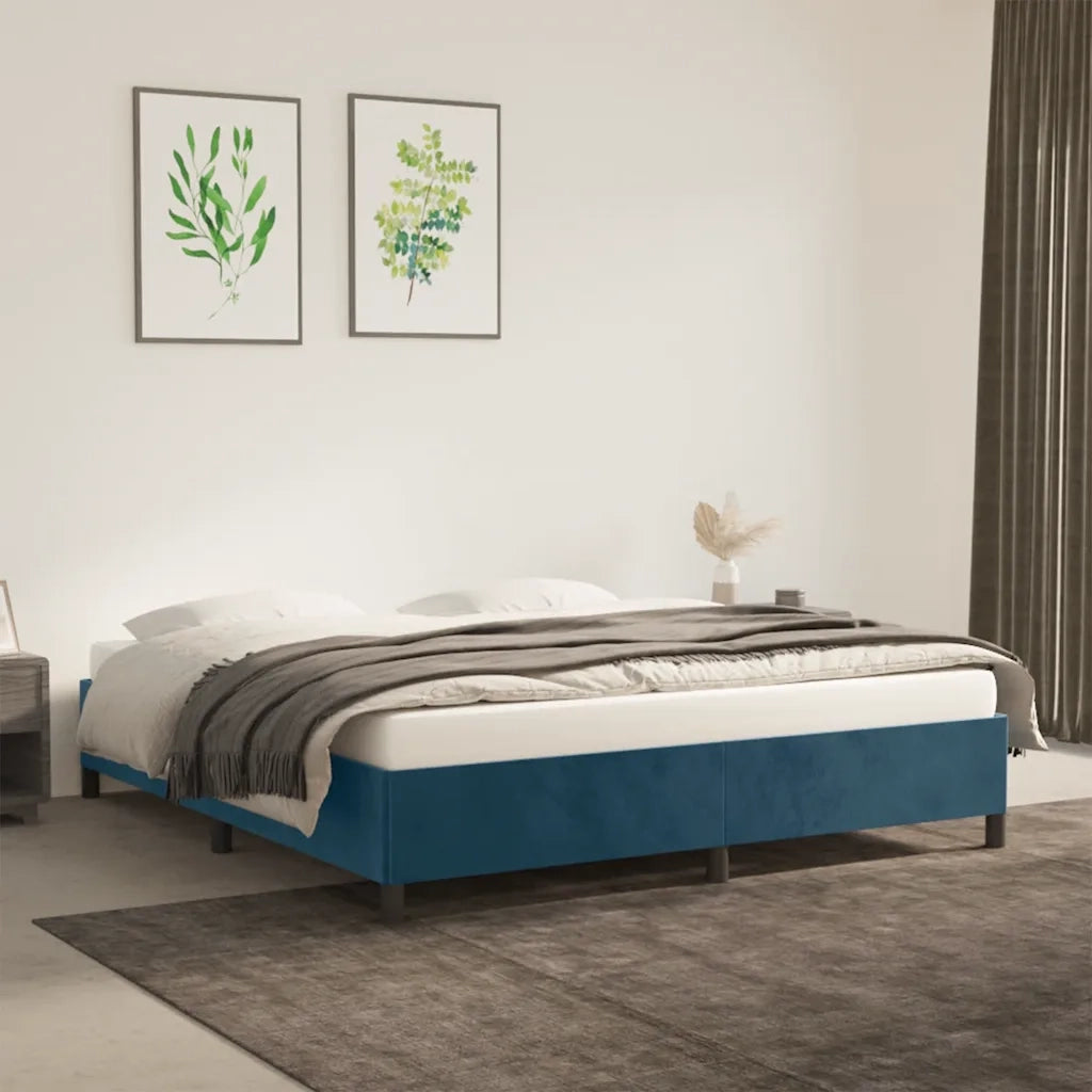 Giroletto senza Materasso-Struttura Letto Blu Scuro 160x200 cm in Velluto 922083
