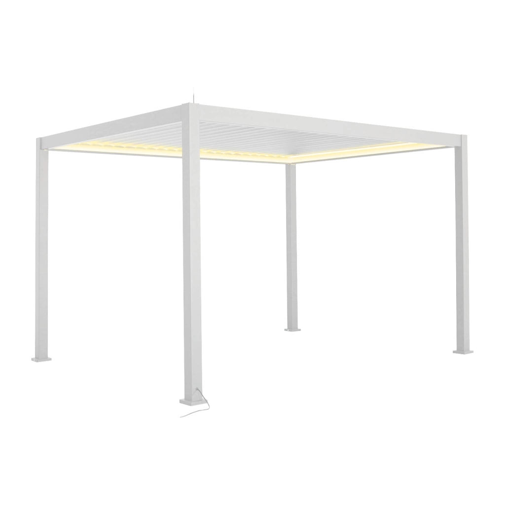 Pergola bioclimatica elettrica 3x4m in alluminio con illuminazione a