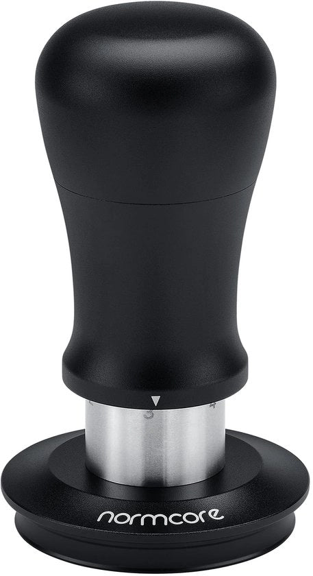Tamponatore per caffè da 53,3 mm, modello V5, con superficie a rilievo e rivestimento in titanio, base a rilievo, compatibile con portafiltro per macchina da caffè a 54 mm, nero