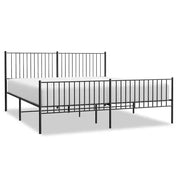 Letto matrimoniale | Letto per adulti | Giroletto con Testiera e Pediera Metallo Nero 193x203 cm