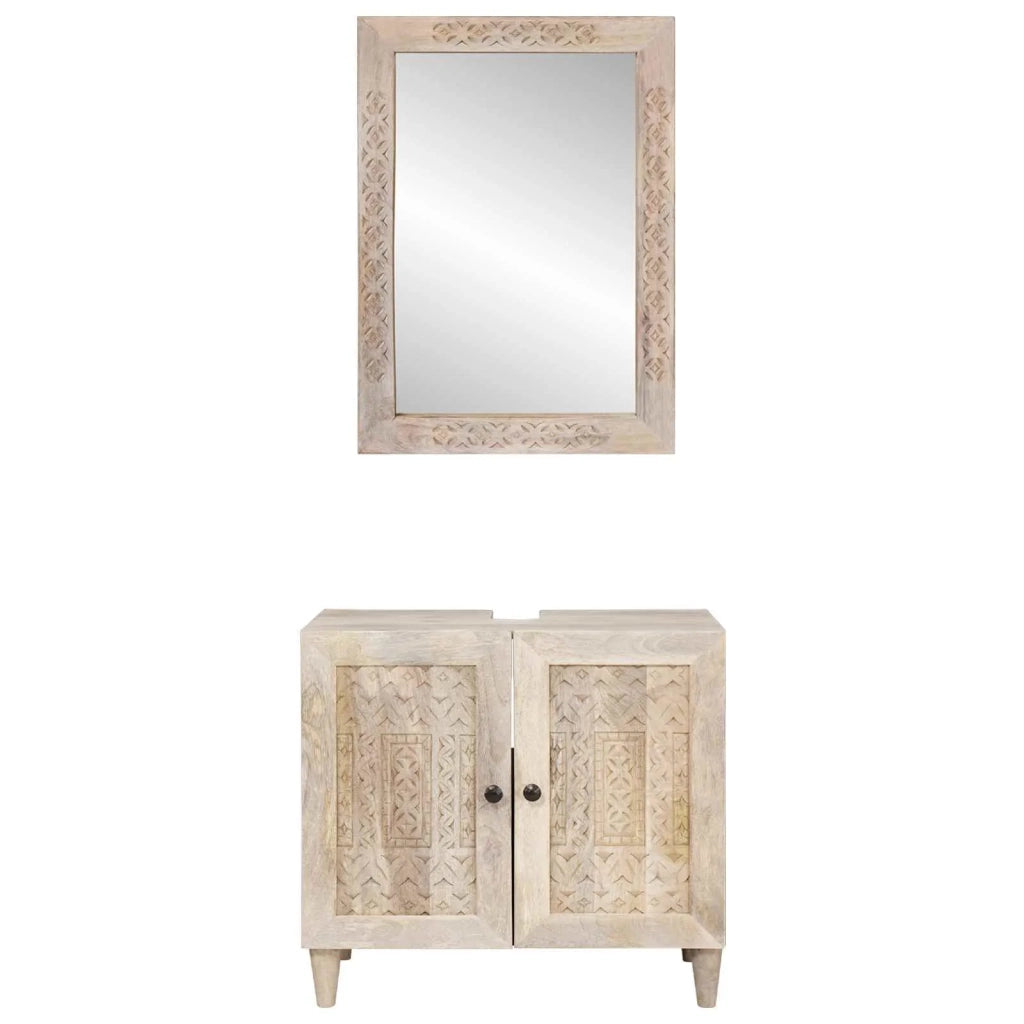 Set di mobili per il bagno 2 pcs Bianco Legno multistrato 3310072