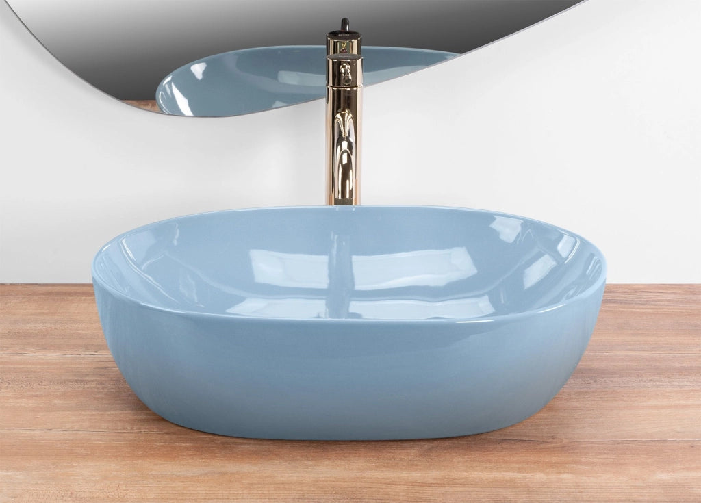 Lavabo Da Appoggio Rea Lisa L.blue Shiny