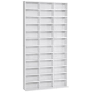 Libreria Porta CD in Legno con 3 Colonne da 12 Ripiani ad Altezza Regolabile. 102x23.5x195 cm. Bianco