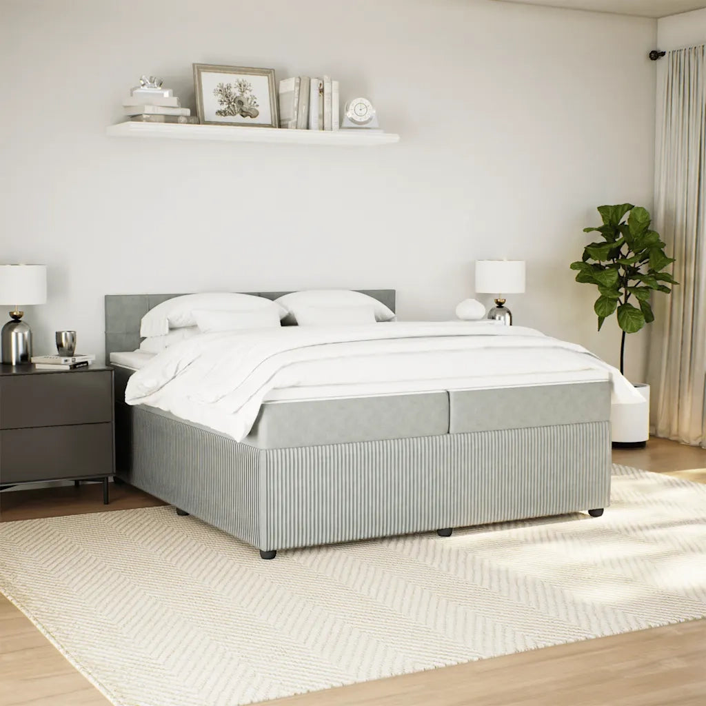 Giroletto a Molle con Materasso Grigio Chiaro 200x200cm Velluto
