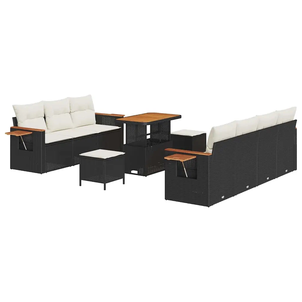 Set Divano da Giardino 13 pcs Nero e Crema polyrattan 3365090