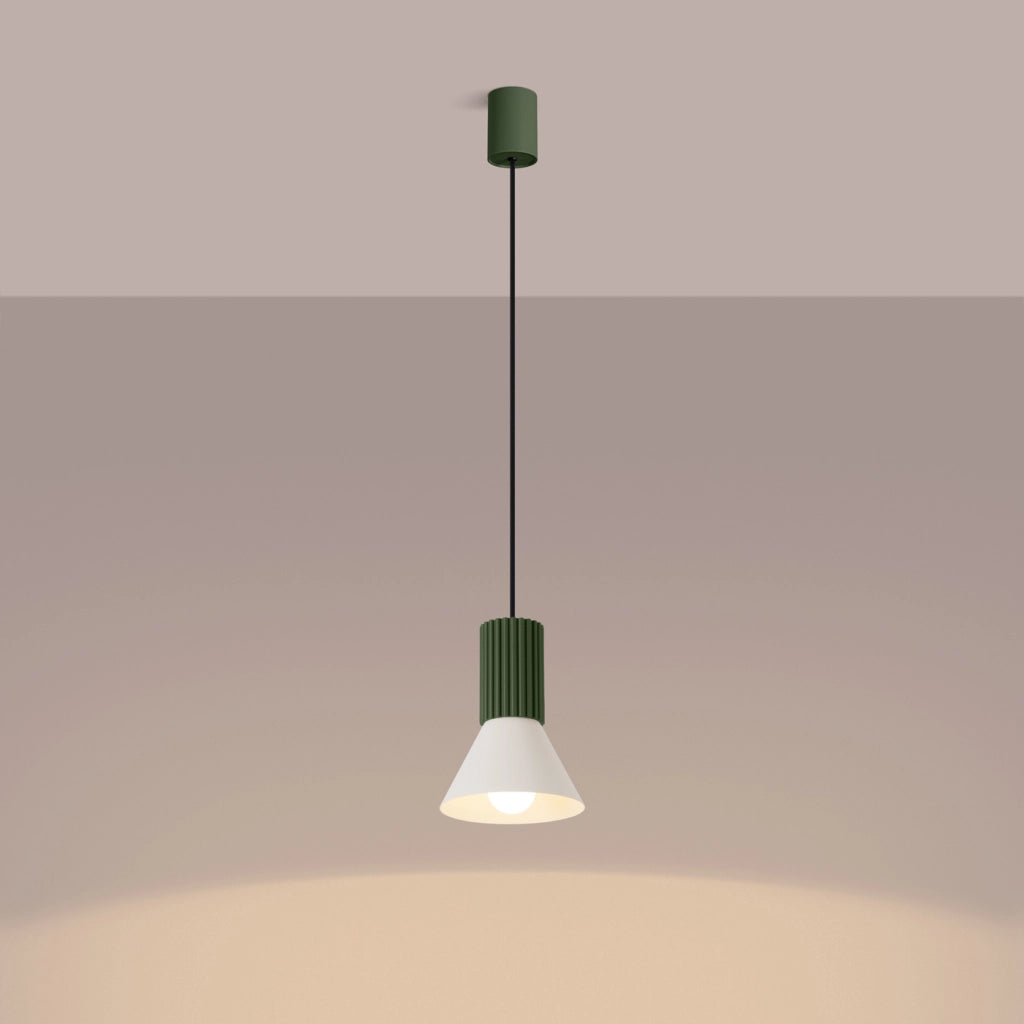 Lampada a sospensione ESTRIA 1 beige/verde oliva