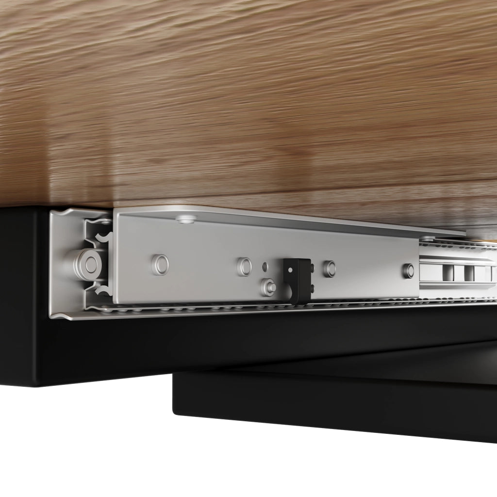 Tavolo da pranzo allungabile per 6-8 persone con piano estensibile in MDF e metallo nero e naturale 118 × 70 × 75 cm