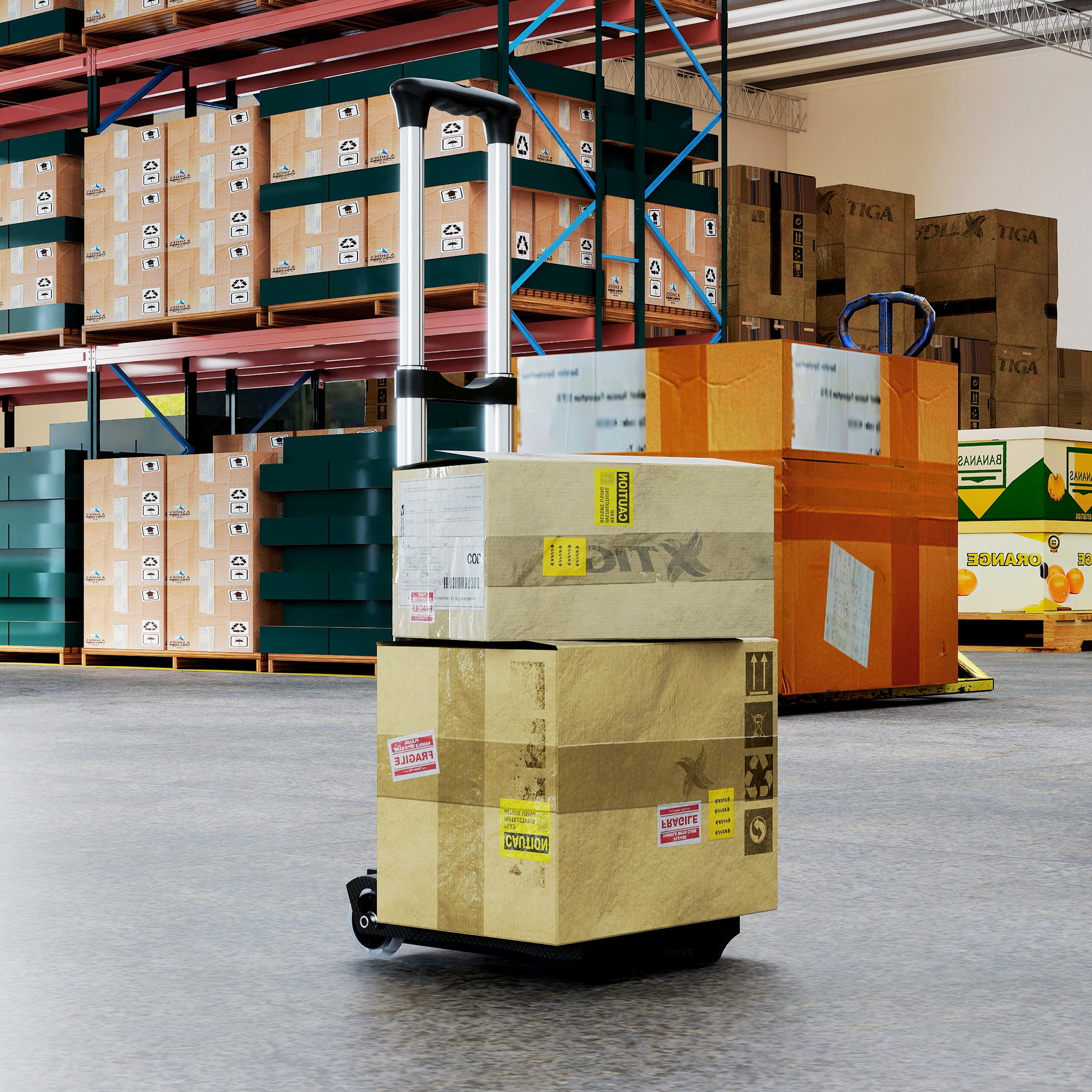 Carrello Portapacchi Pieghevole 40kg Maniglia Telescopica in Alluminio e Plastica Nero