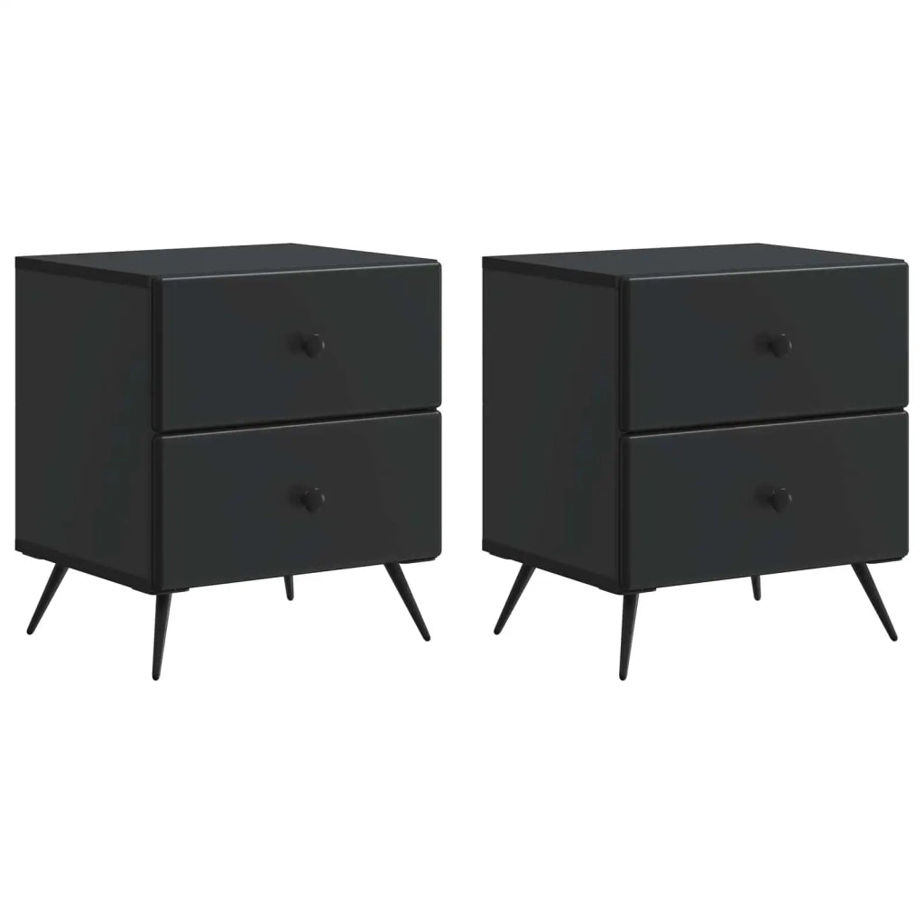 Armadio da Notte con cassetto 2 pcs Nero 43 x 34,5 x 47,5 cm