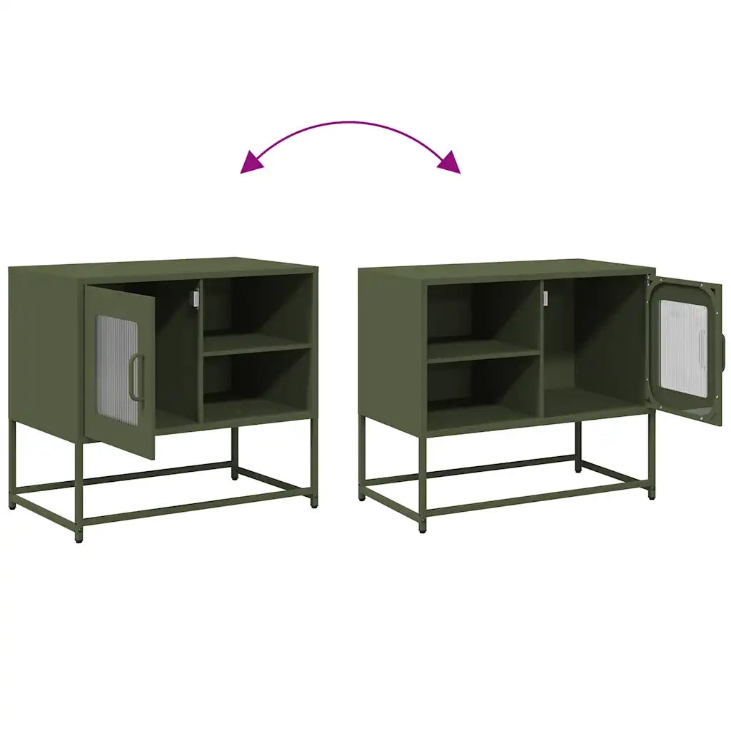 vidaXL Mobile TV Verde Oliva 68x39x60,5 cm in Acciaio