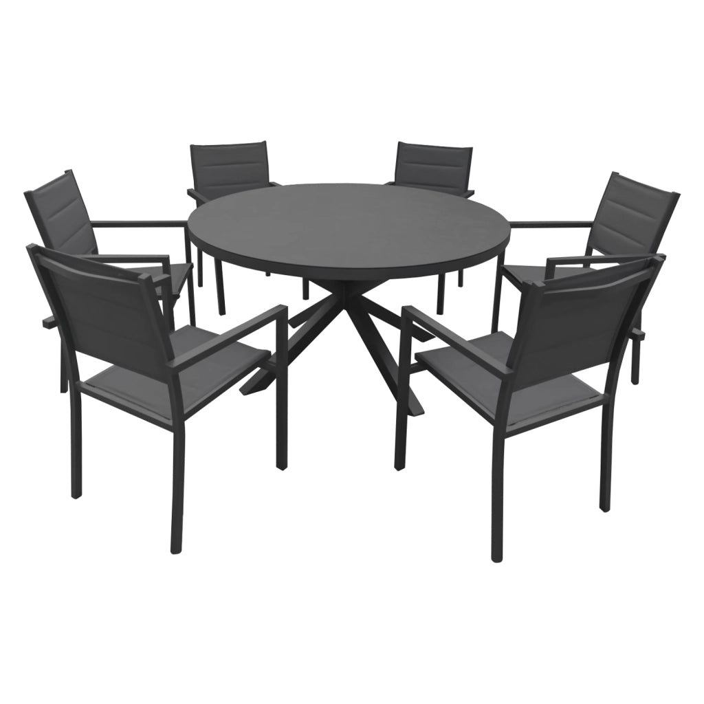 Set 6 posti in textilene grigio GIALOVA - alluminio antracite