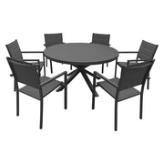 Set 6 posti in textilene grigio GIALOVA - alluminio antracite