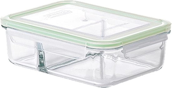 Scatola di Preparazione dei Pasti - Design in Vetro - Resistente a Magnetron, Forno e Lavastoviglie - 3 Cesti - 1000 ml