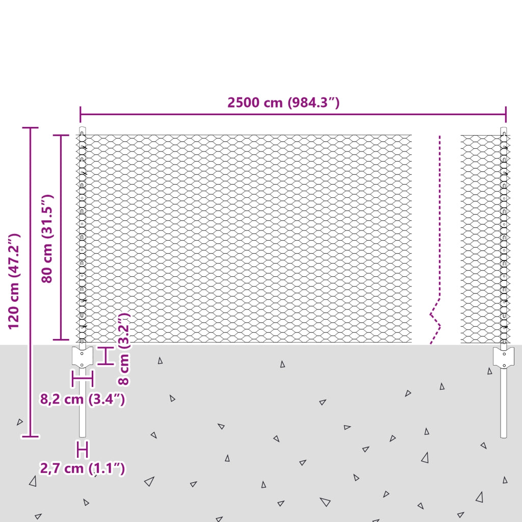 Posti per Recinzioni  11 pcs U-Channel Grigio 80 cm Acciaio