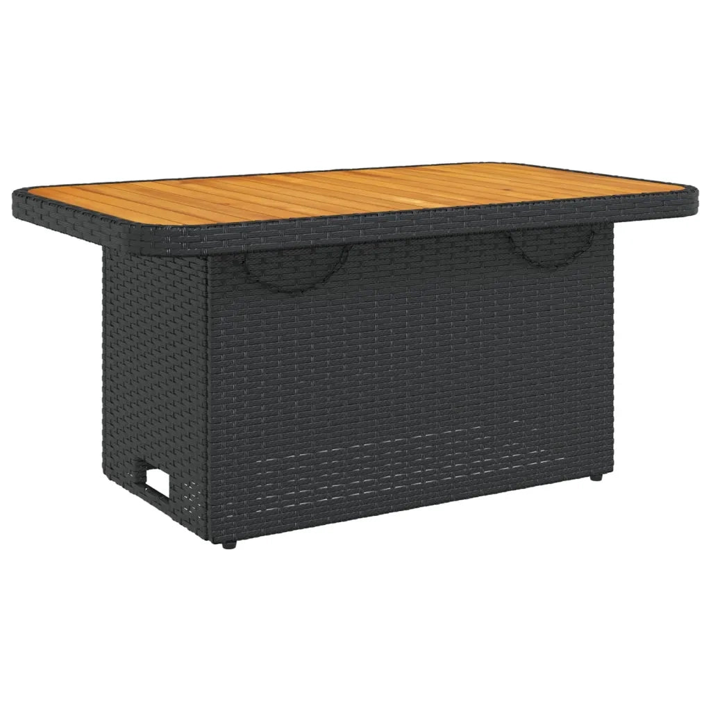 Tavolo da Giardino-Tavolo da esterno Nero 90x55x71cm in Polyrattan e Legno Acacia
