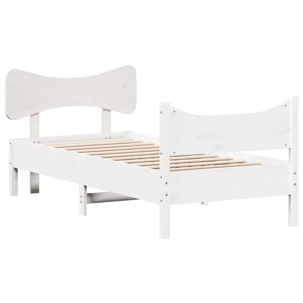 Letto singolo | Letto per adulti | Giroletto senza Materasso Bianco 75x190 Legno Massello di Pino