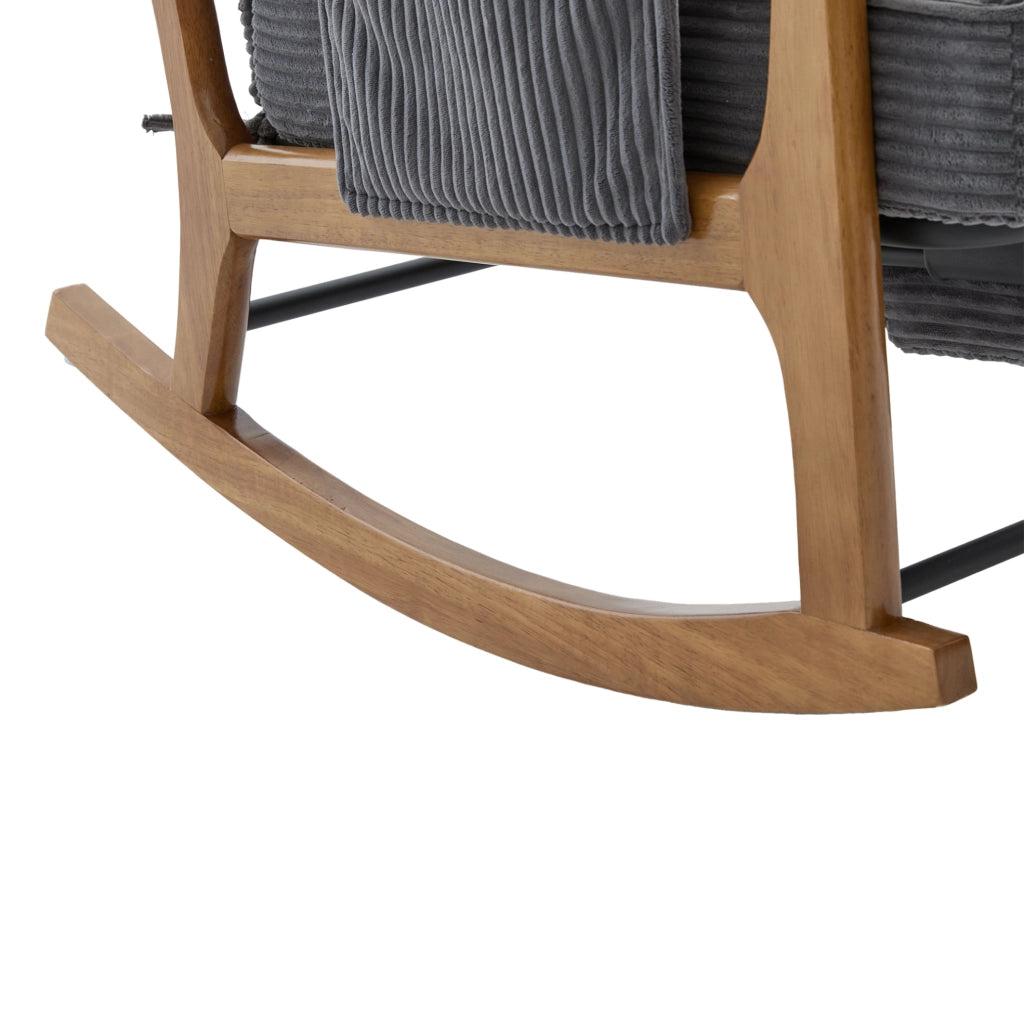 Sedia a dondolo 70x80x92 cm con poggiapiedi; schienale regolabile; in cord grigio