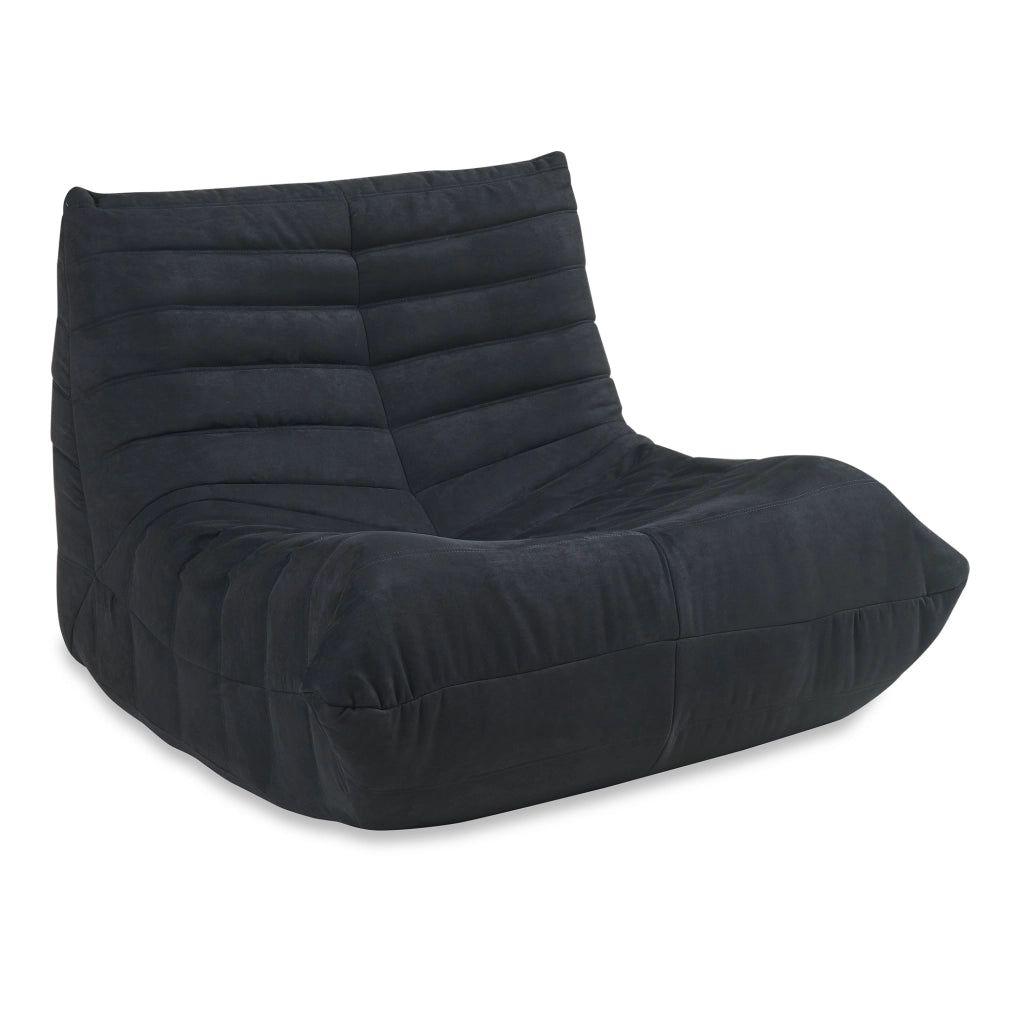 Poltrona Bassa Imbottita Kodsø con Rivestimento in Microfibra 75x90x100 cm - Nero [en.casa]