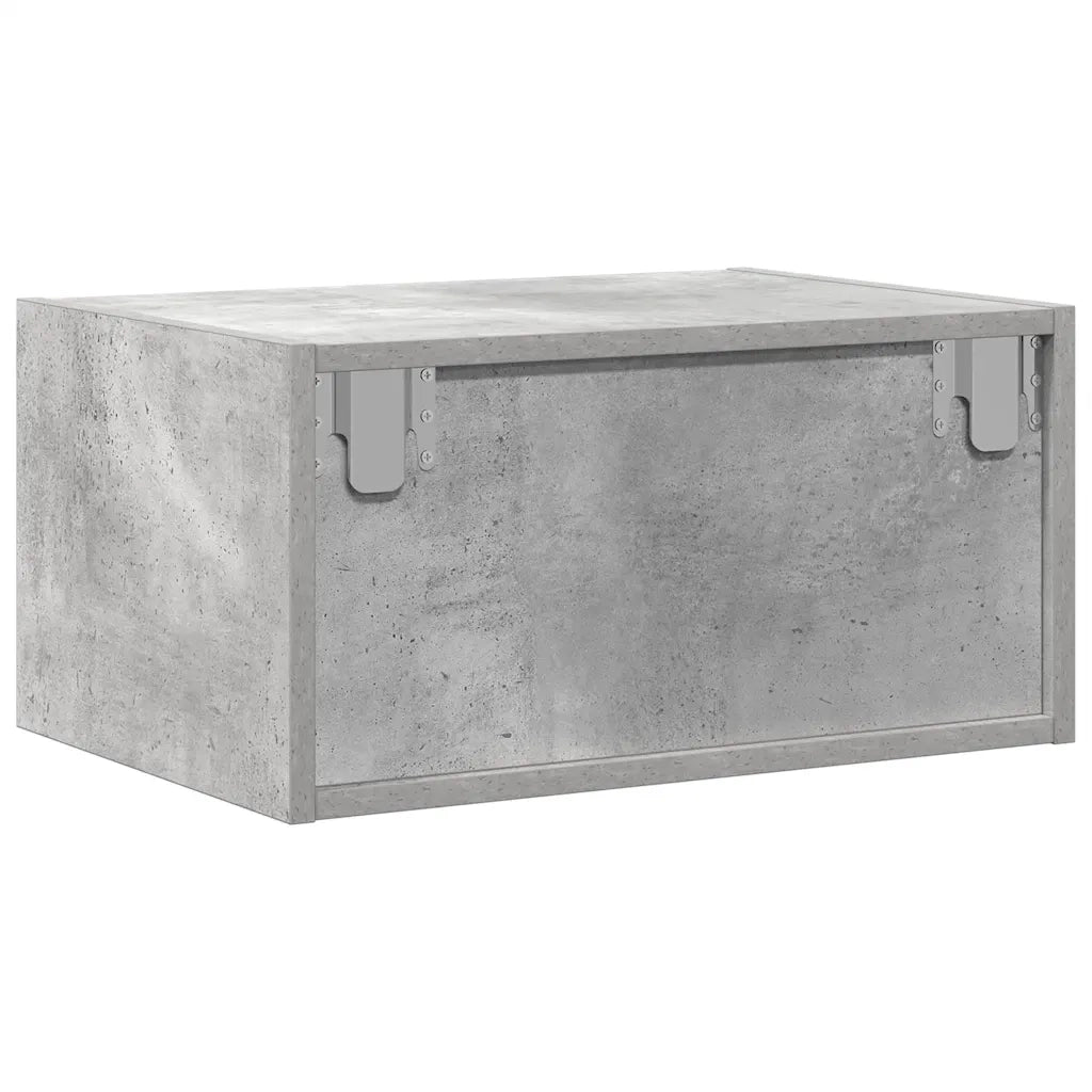 Comodino a Parete con Luci LED Grigio Cemento 860217