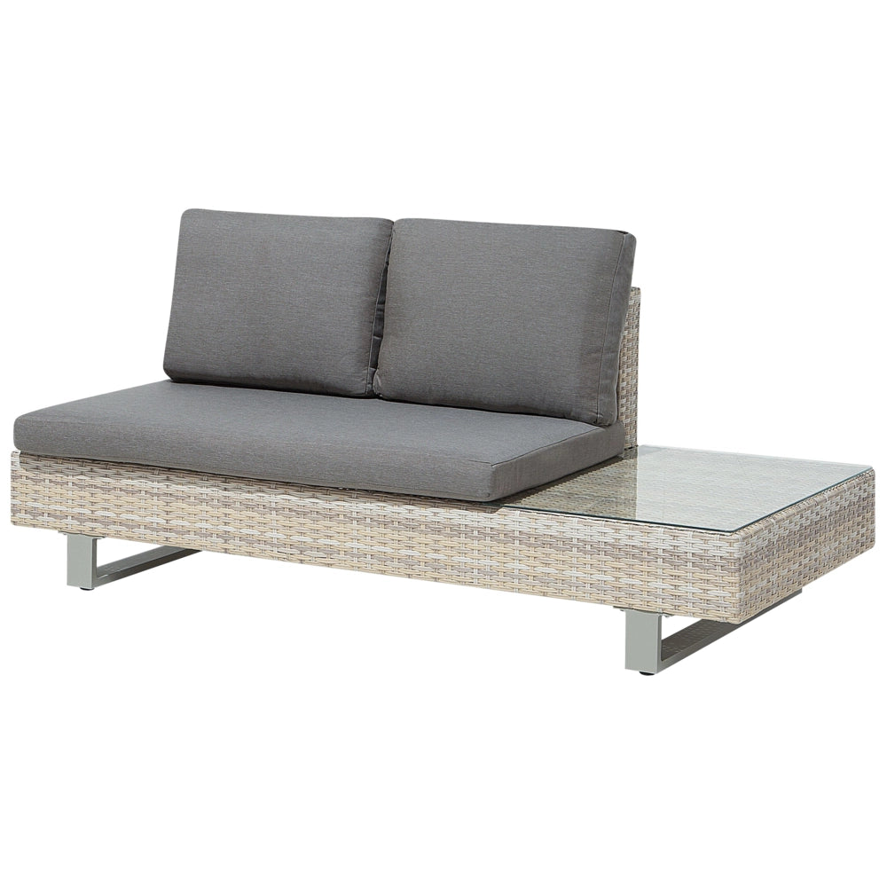 Divano ad angolo Set da giardino Cuscini grigi Beige 5 posti in rattan sintetico con tavolino da caffè
