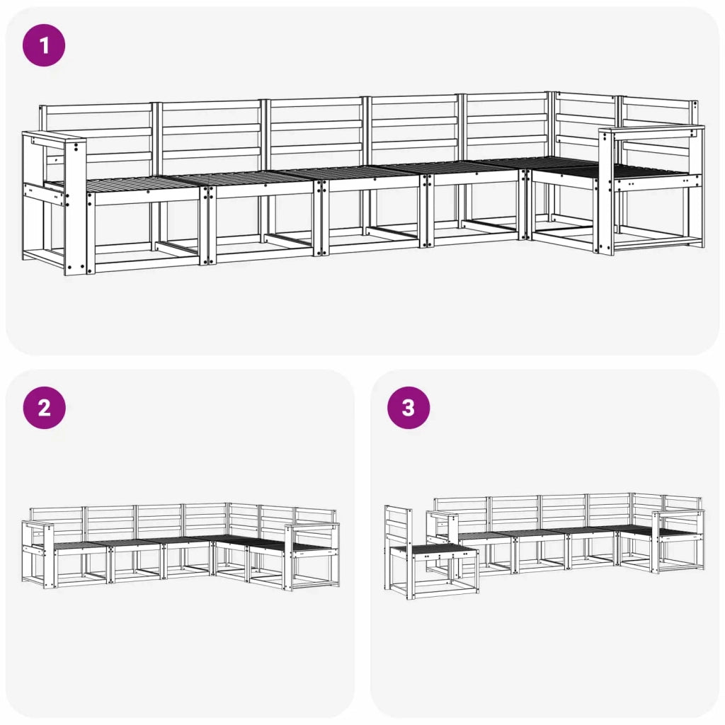 Set di divani da esterno 6 pcs Bianco Legno di Acacia Massello 3387703