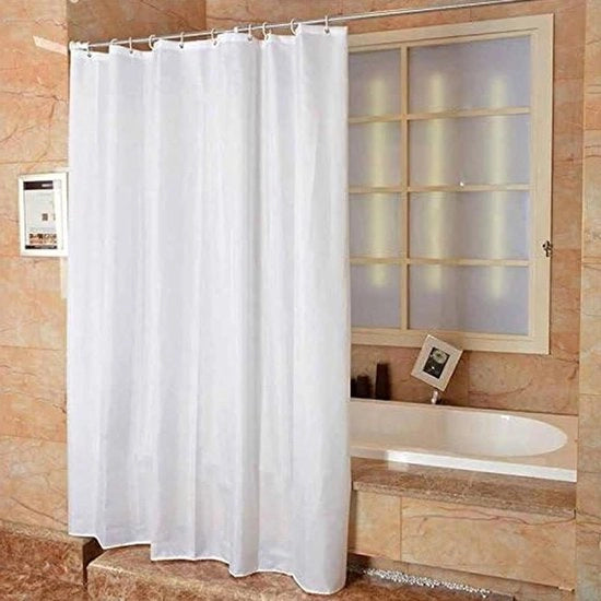 Douchegordino in poliestere extra lungo - schiuma resistente - bianco liscio - 180 x 220 cm