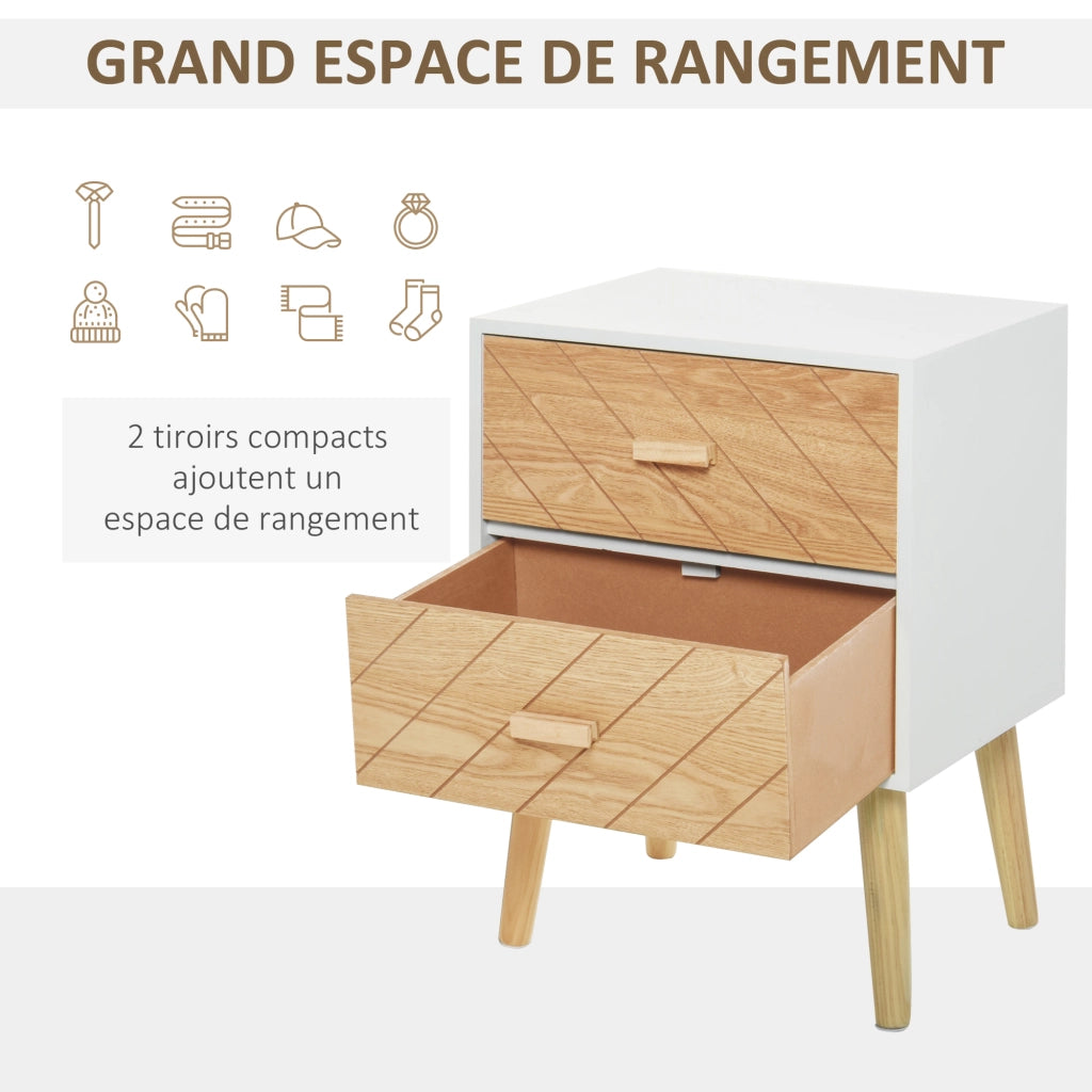 Comodino ¨C zephmum ¨C Bianco, Legno, 40x30x56 cm
