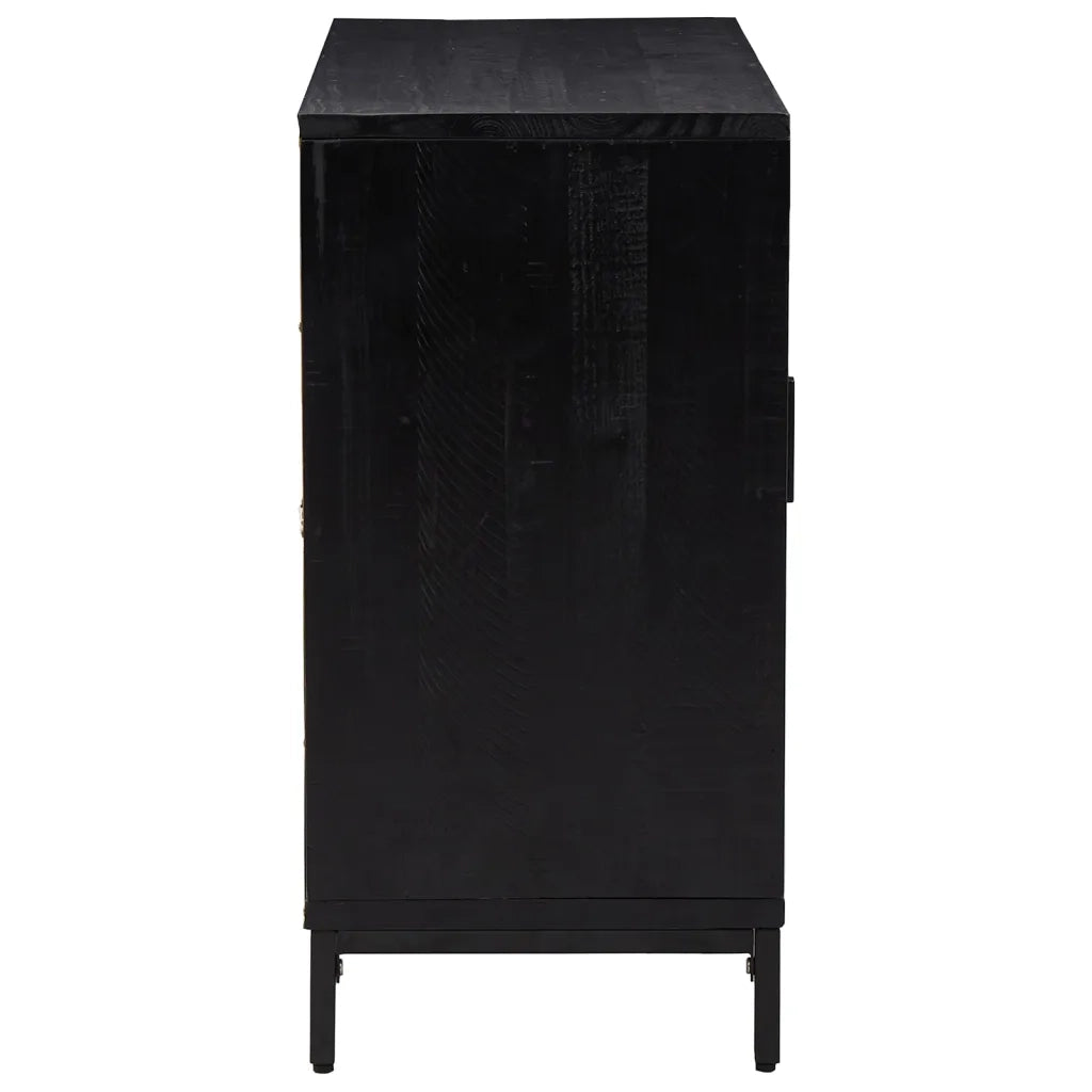 Credenza Nera 75x35x70 cm in Legno Massello di Pino 349924