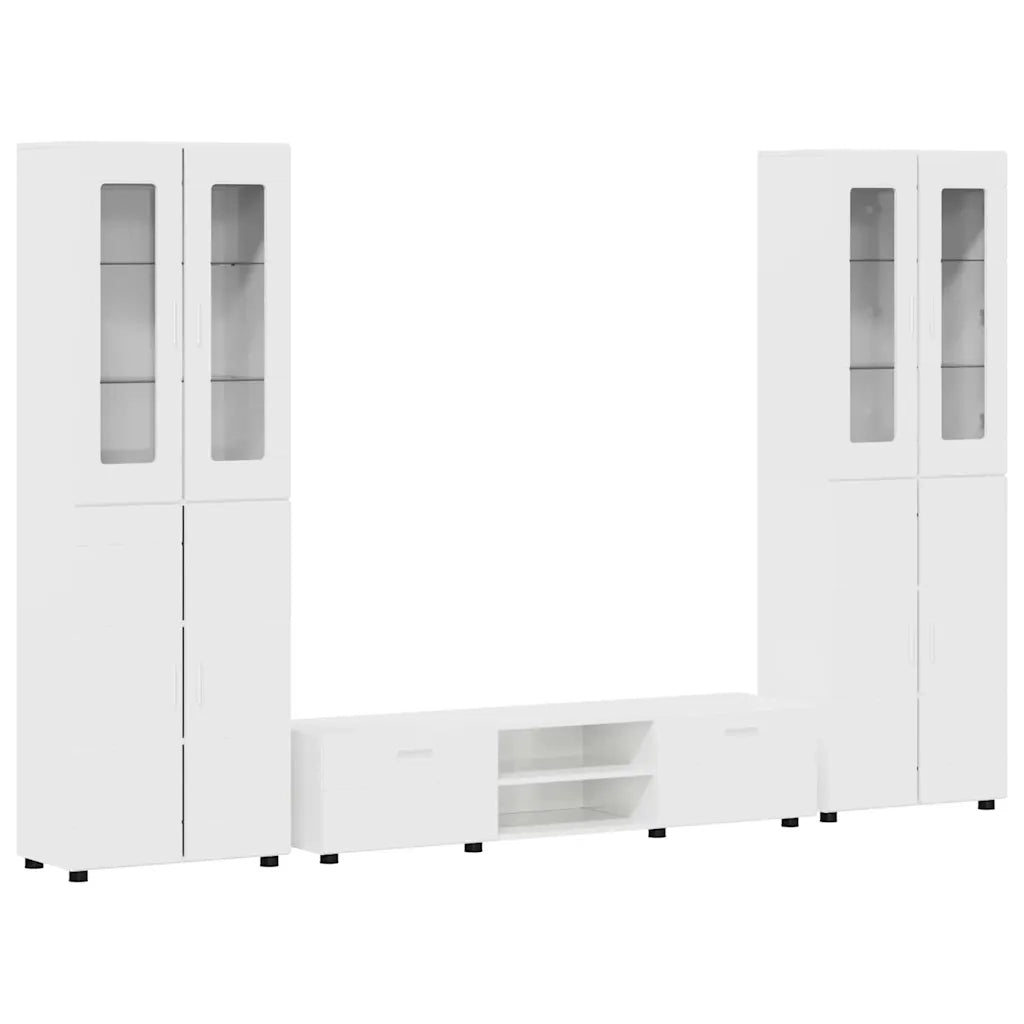 Set mobile TV con porta FLORIN Bianco Lucido Legno multistrato