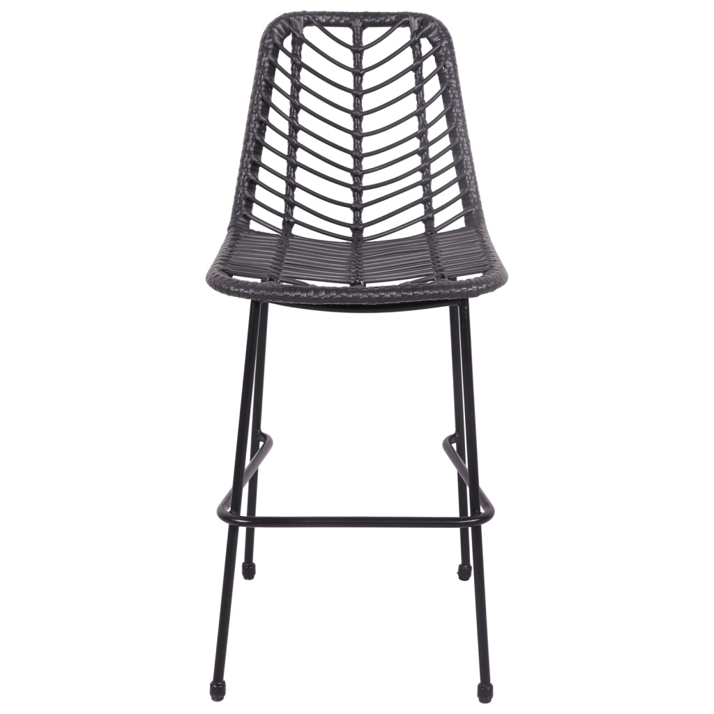 Set di 2 sgabelli da bar in rattan sintetico nero OKA
