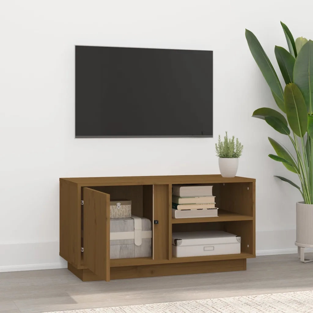Mobile Porta TV Miele 80x35x40,5 cm in Legno Massello di Pino cod mxl 26939
