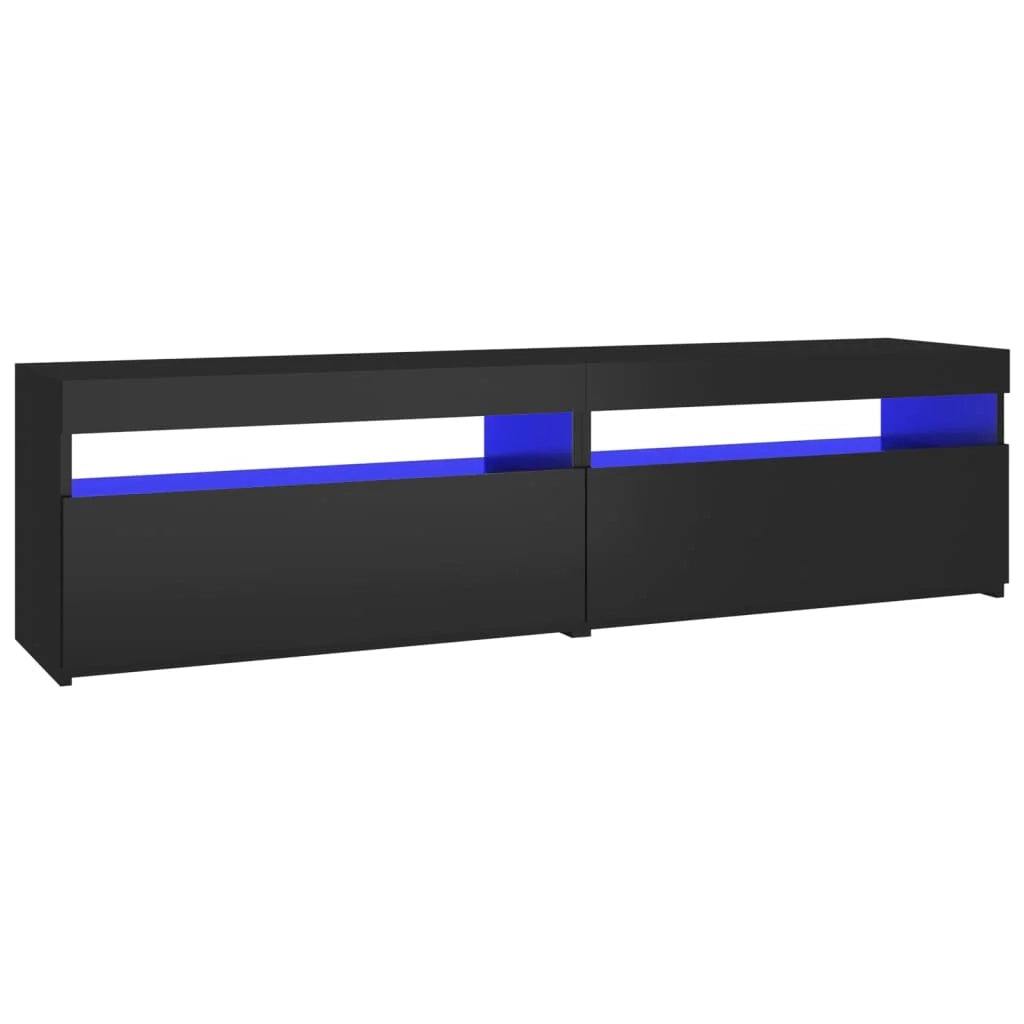 Mobile TV multimediale scaffale TV credenza mobile TV sala da pranzo soggiorno camera da letto 2 pezzi con luci LED 75 x 35 x 40 cm nero 02_0028574