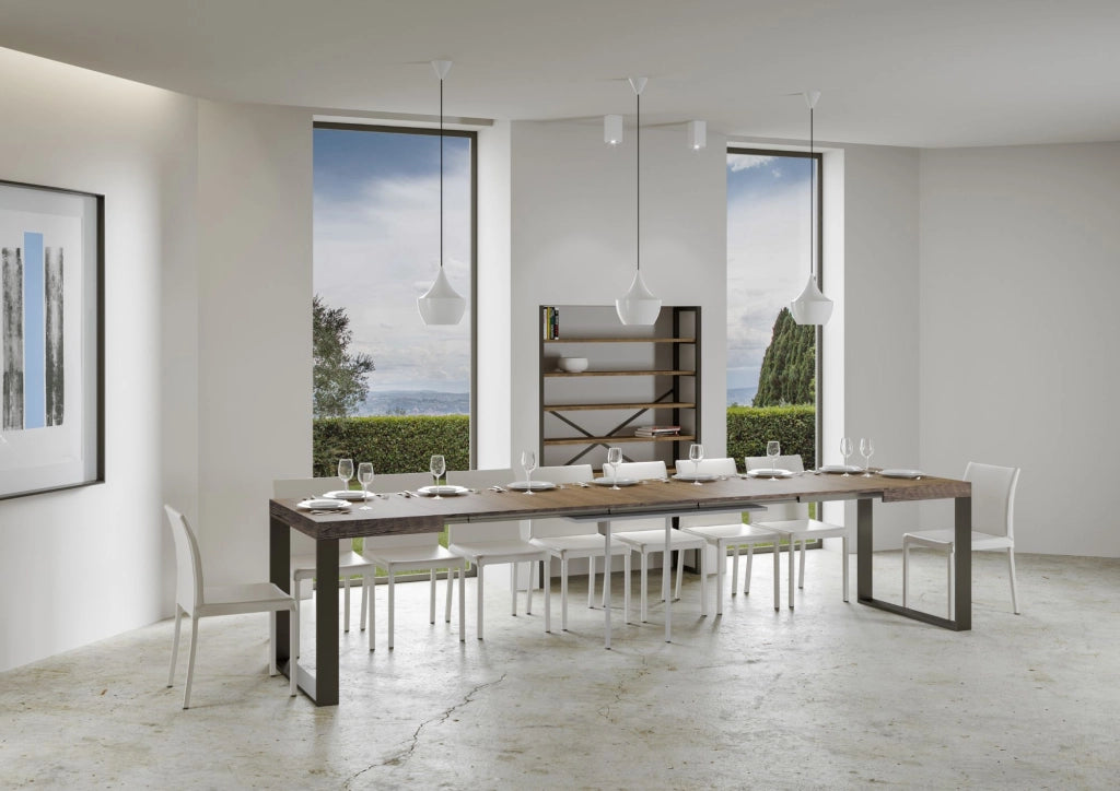Tavolo Allungabile 120/380x90 cm Tecno Noce Gambe Antracite