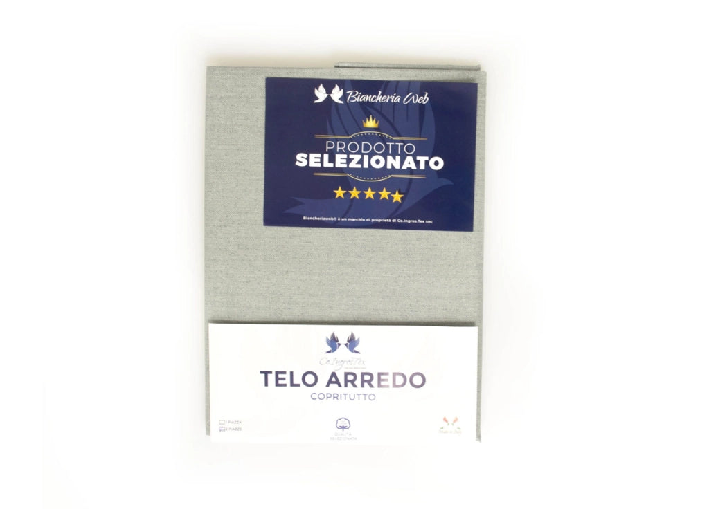 Telo Arredo Granfoulard Copritutto Cotone Made Italy Vari Disegni Arredatutto Copriletto Multiuso - 1 Piazza - Tinta Unita Grigio