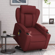 Poltrona Alzapersone Massaggi Reclinabile Rosso Vino Similpelle 3204555