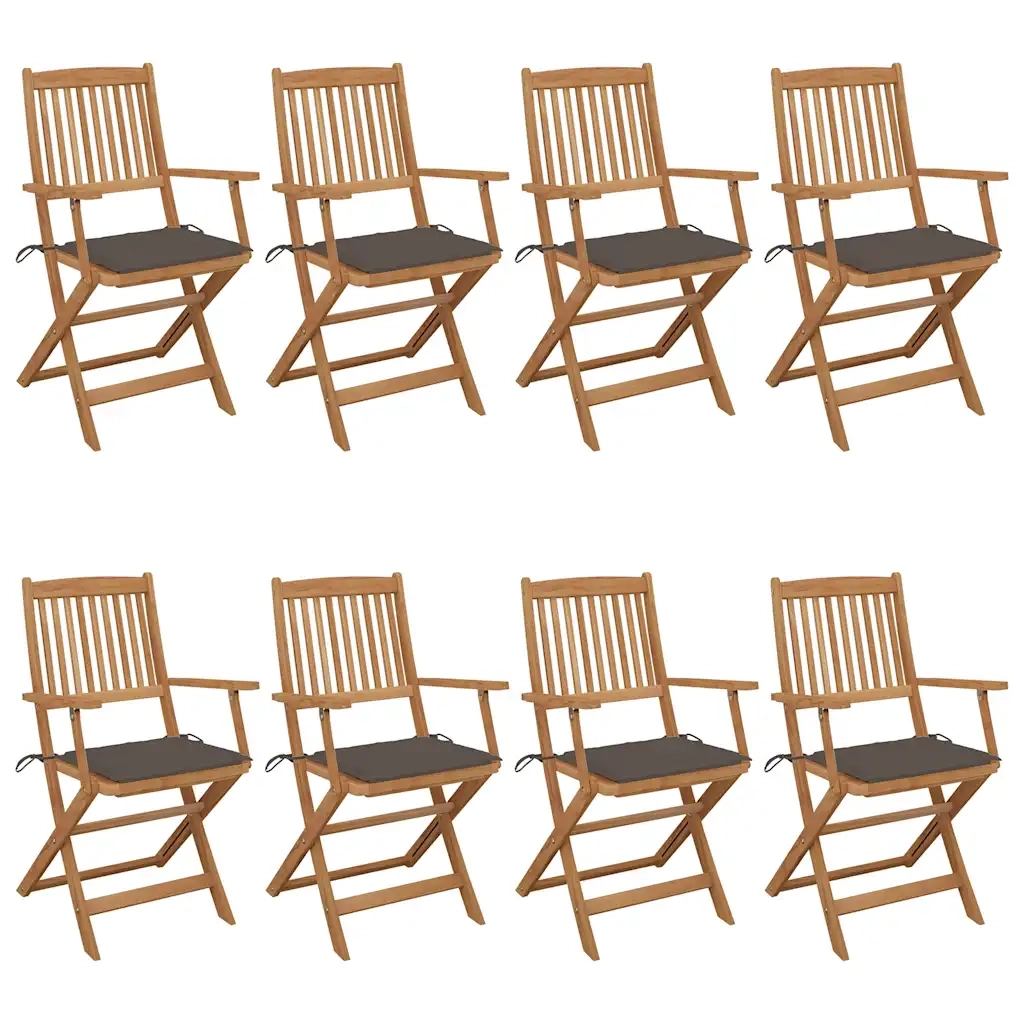 Sedie da Giardino Pieghevoli 8 pz con Cuscini Massello Acacia cod mxl 17531