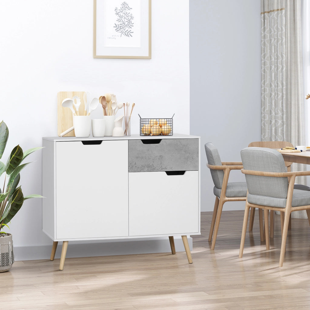Mobile Cucina con 2 Ante e Cassetto ¨C Zephmum ¨C 98x39x81,5 cm Bianco Grigio