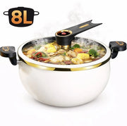 Pentola a gas e induzione in acciaio inox 8L con coperchio - Resistente - Adatto per uso su gas e induzione