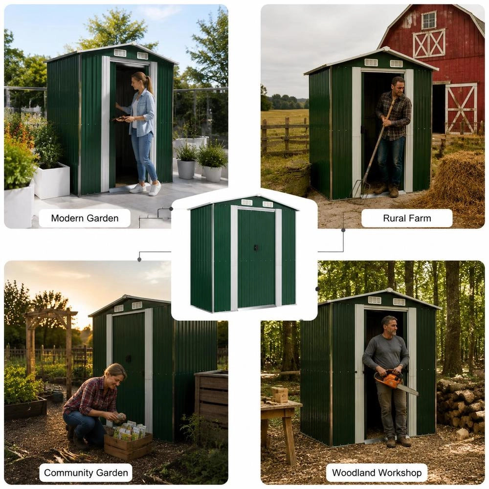 Garden Shed, Green, 192x108x223 Cm, Galvanized Steel