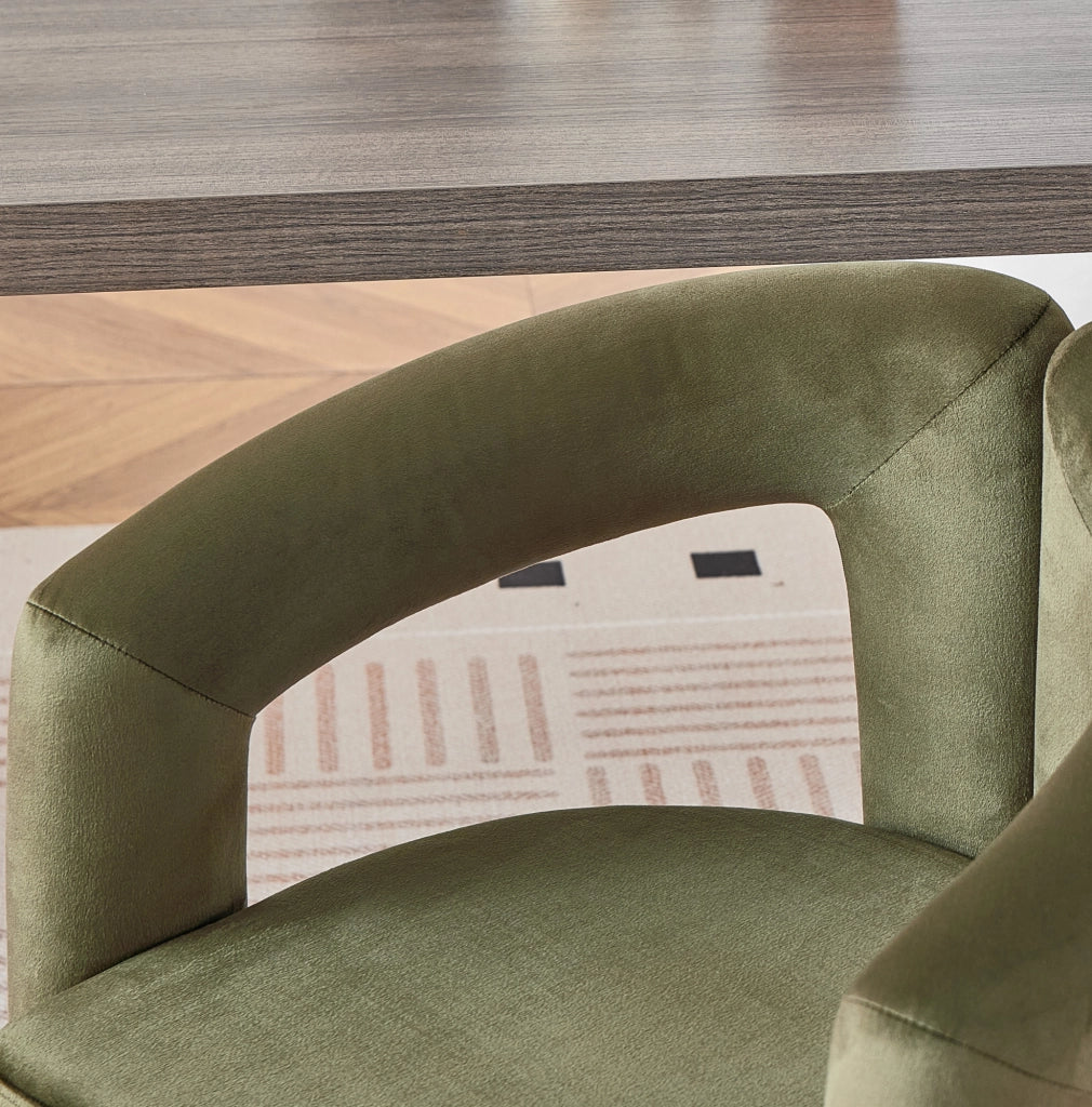 Sedia con Braccioli in Velluto Verde; Sedia Ergonomica per Sala da Pranzo e Ufficio