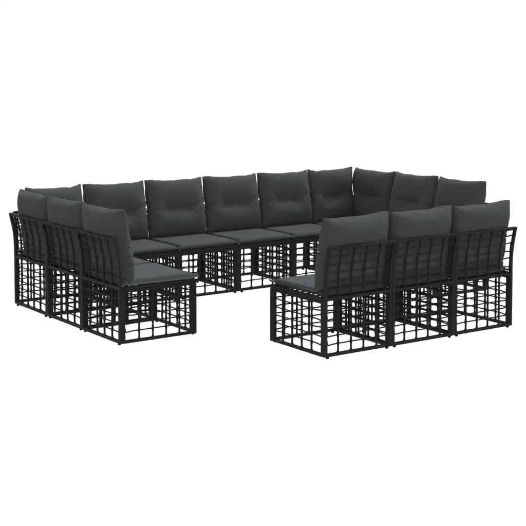 Set di divani da esterno Nero e Grigio scuro Poliestere 3437581