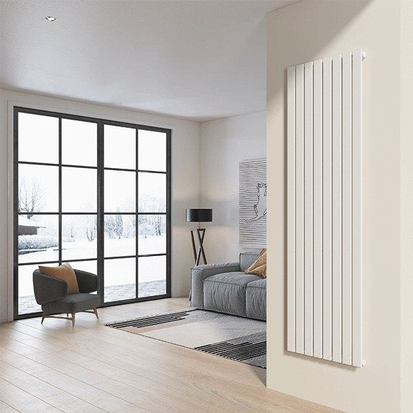Radiatore da design a piastre 200x60 cm termoarredo verticale a tubi piatti LUCCA Bianco