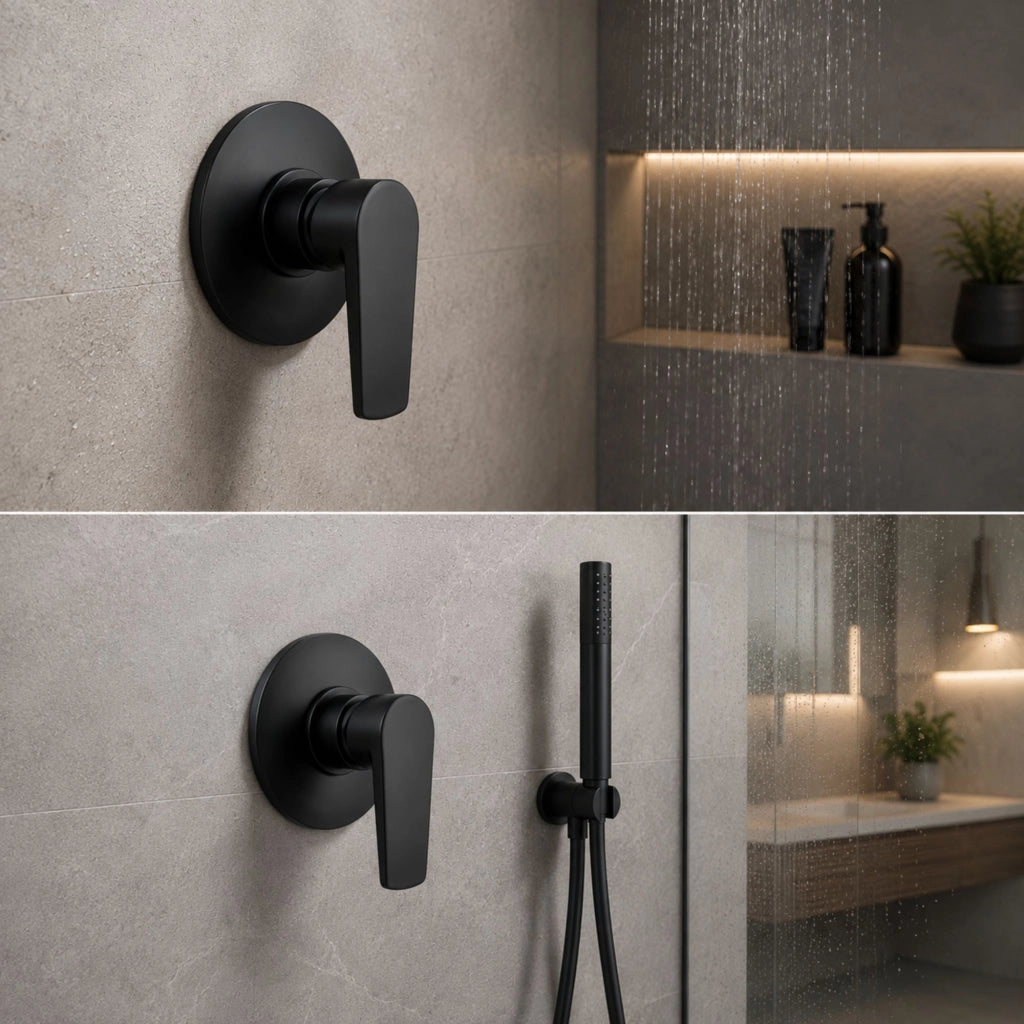 Miscelatore doccia da parete africa ad incasso ottone colore nero opaco bagno *** confezione 1
