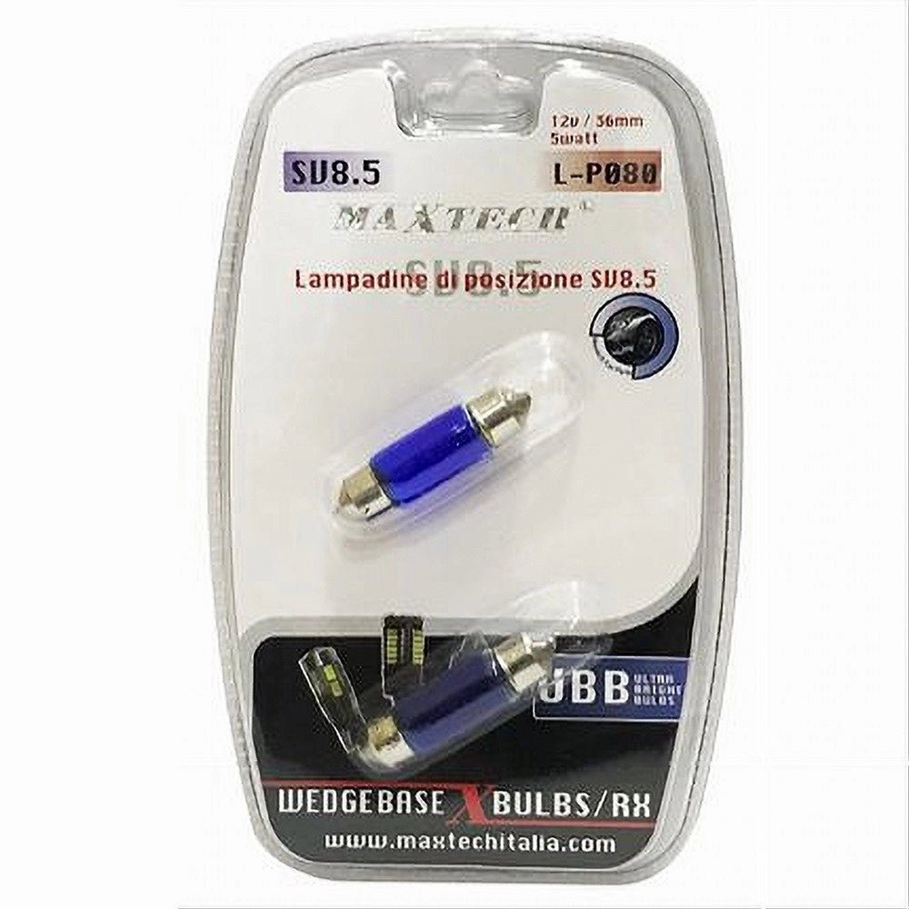 Trade Shop - Lampadine Di Posizione Sv8.5 12v 36mm 5w Maxtech L-p080 Lampadine Ultra Luminose -