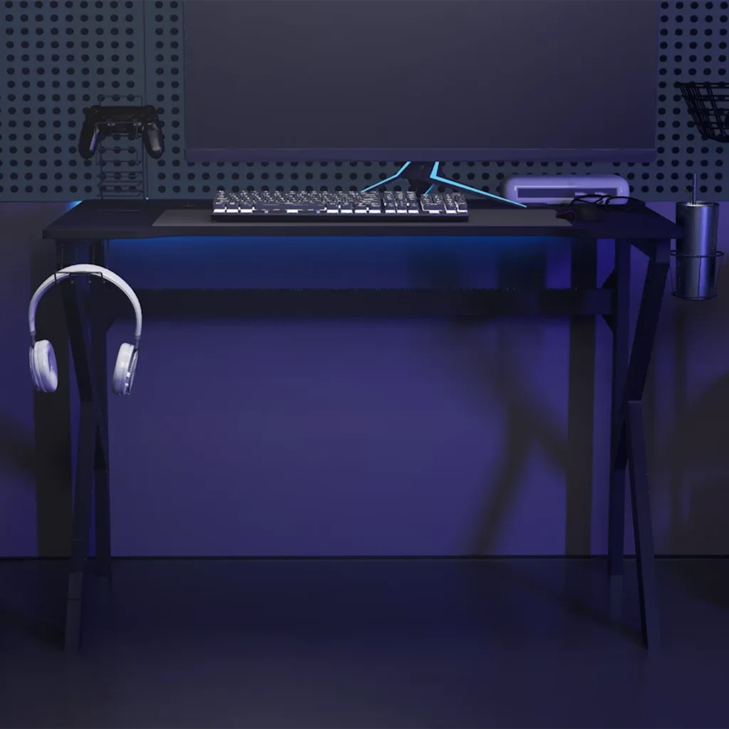 Scrivania da Gaming con Gambe a Forma di K Nera 110x60x75cm cod mxl 62020
