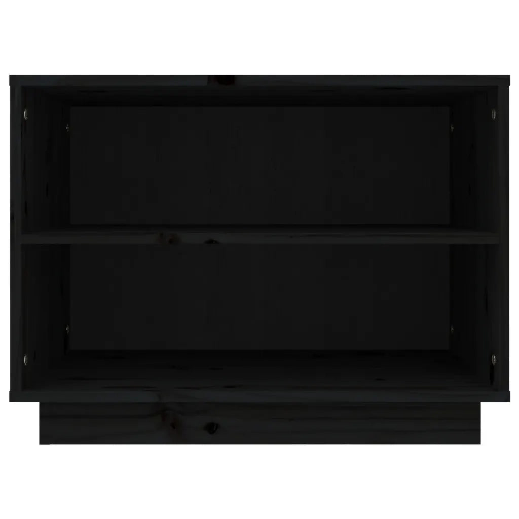 Scarpiera Nera 60x34x45 cm in Legno Massello di Pino 813549