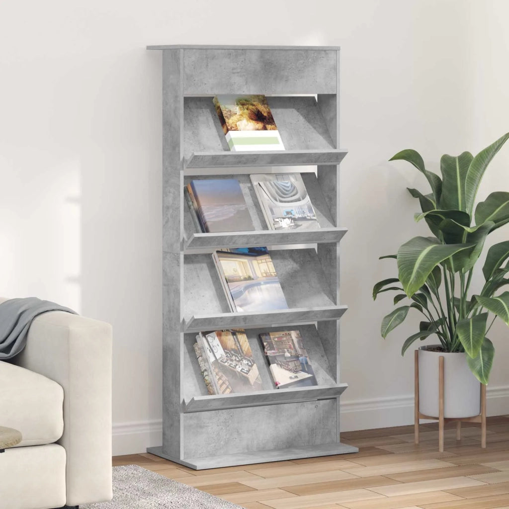 Scaffale per riviste Grigio cemento 70 x 41 x 156 cm CFW9434359